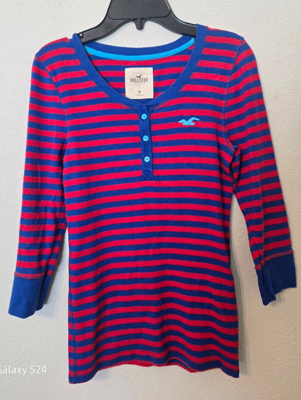Vintage Hollister Co. Big tag Royal Blue & Red, Striped  Long Sleeve Top